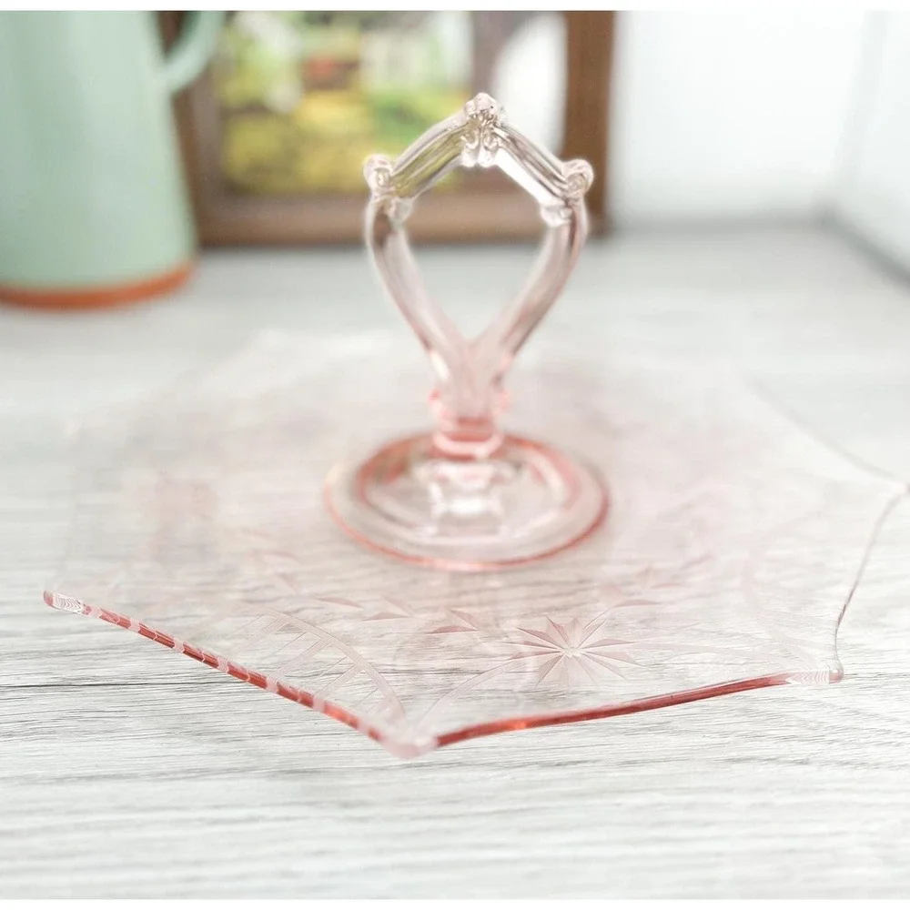 Vintage‎ Glass Pink Platter: Westmoreland Serving Tray With Handle